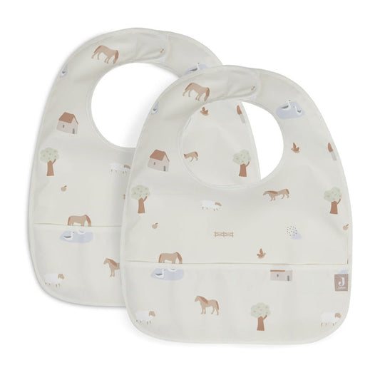 Jollein - Lätzchen "Farm" Beige Abwaschbar 2er Pack