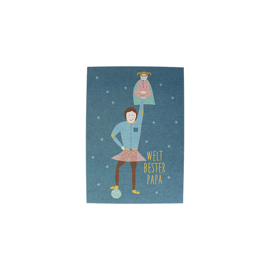 Ava & Yves - Postkarte "Weltbester Papa" (Mädchen)