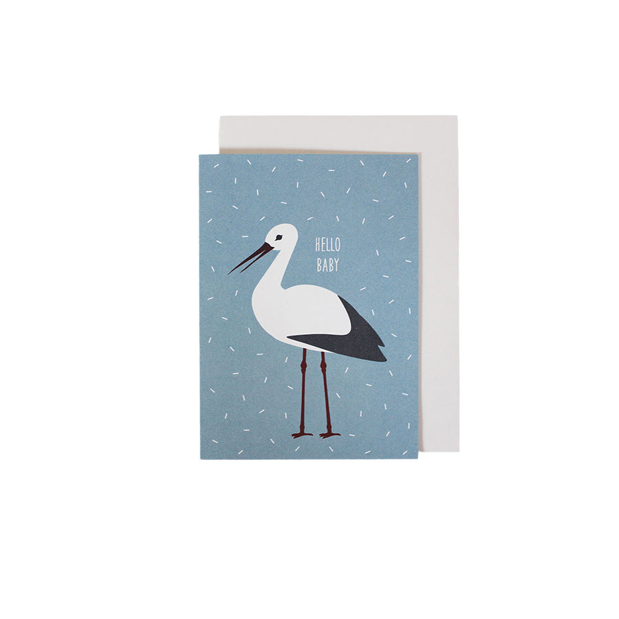 Ava & Yves - Postkarte mit Storch "Hello Baby"