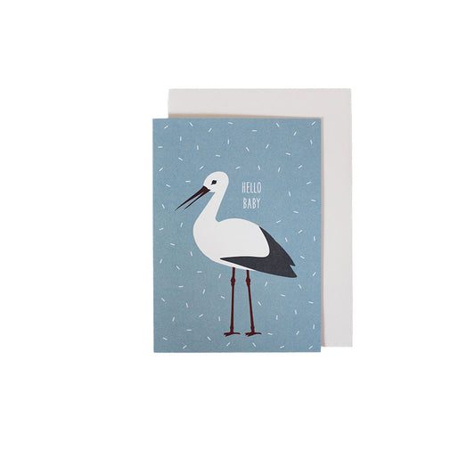 Ava & Yves - Postkarte mit Storch "Hello Baby"