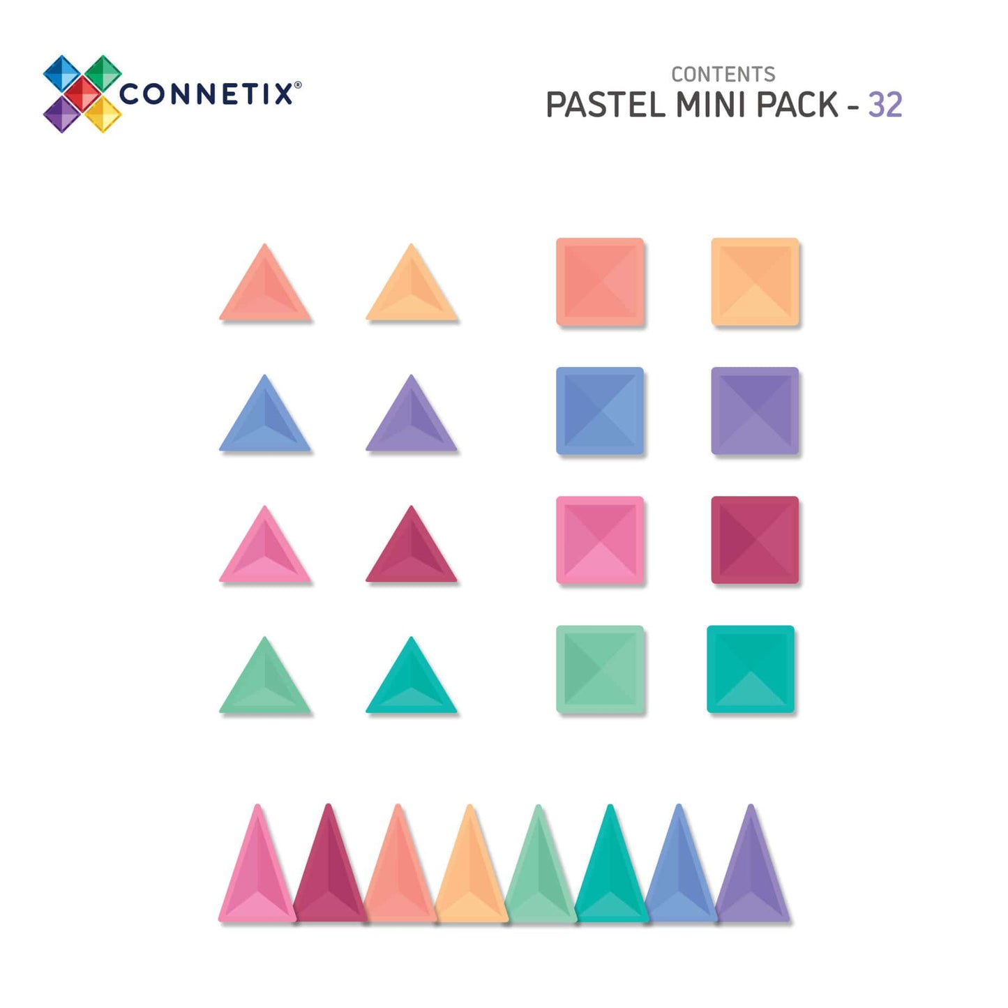 Connetix - Magnetbausteine "Pastel Mini Pack", 32 Teile