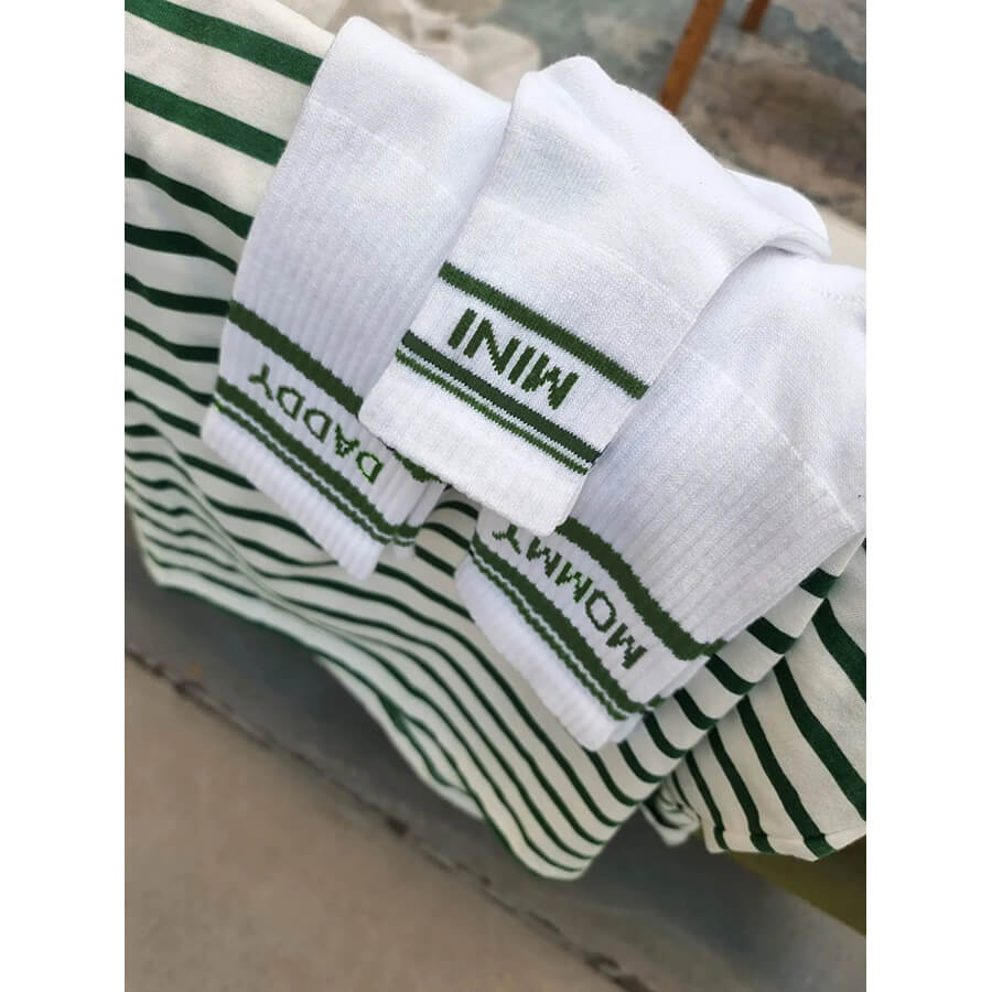 Famvibes Socken DADDY weiß / grün – Family Socken aus Baumwolle