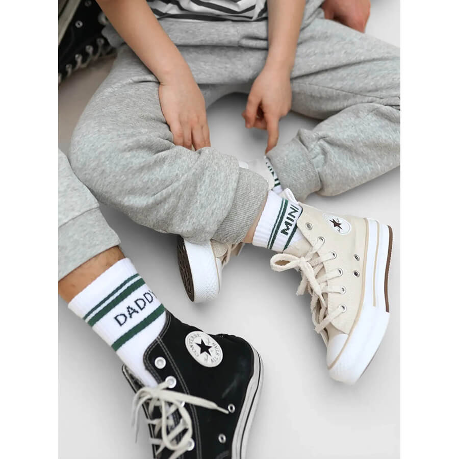 Famvibes Socken DADDY weiß / grün – Family Socken aus Baumwolle