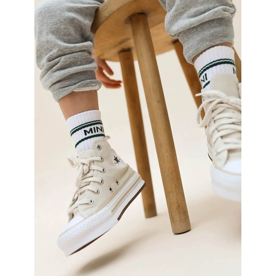 Famvibes Socken MINI weiß / grün – Family Socken aus Baumwolle