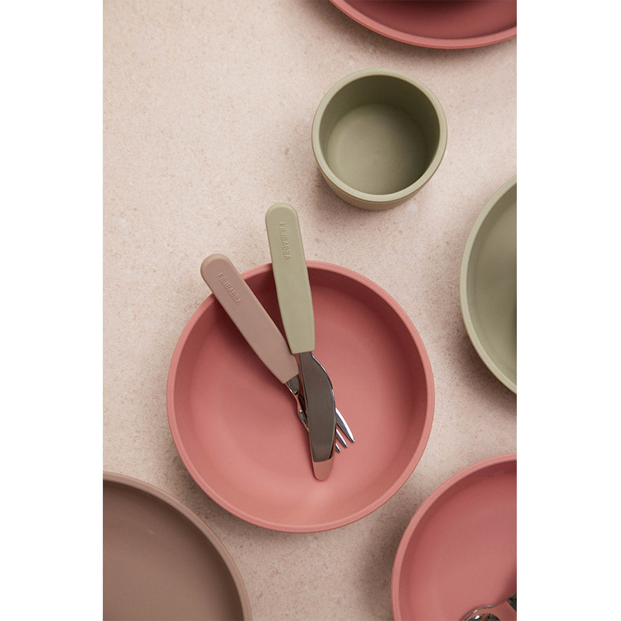 Filibabba - Besteckset aus Silikon "Warm Grey"