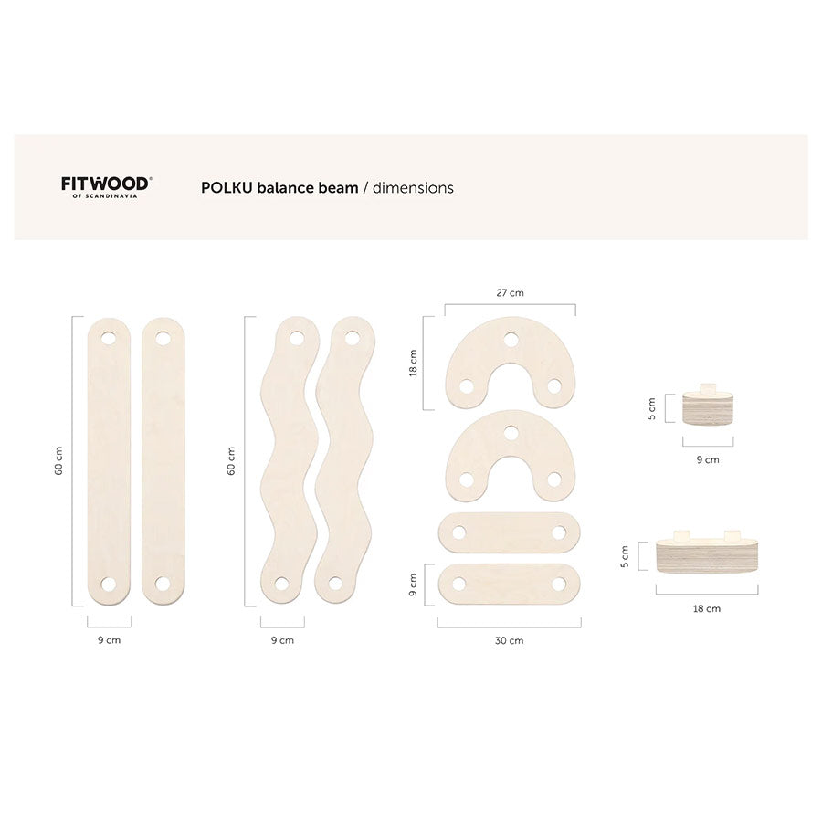 FitWood - Schwebebalken / Balancierbalken "Polku" M