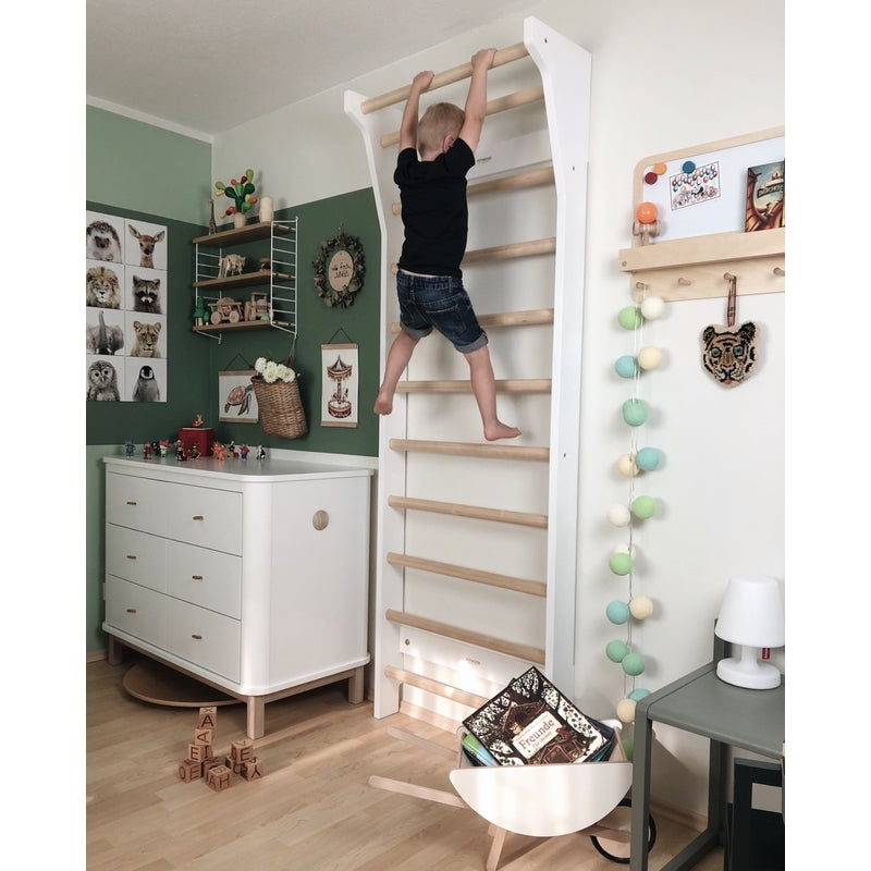 FitWood - Sprossenwand "Taimi Mini Birch & White" für Kinder