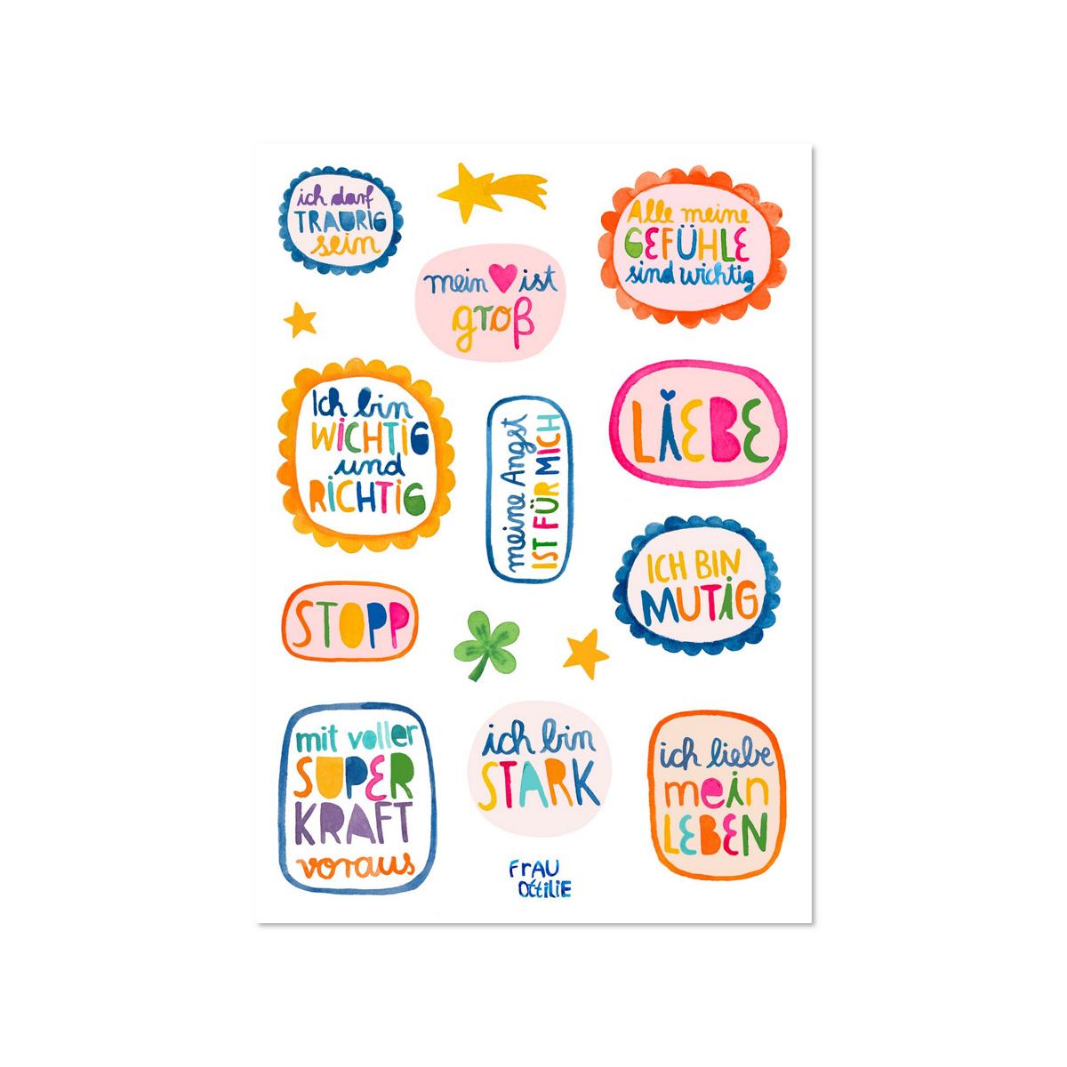 Frau Ottilie – Spülmaschinenfeste Sticker "Affirmationen", DIN A5