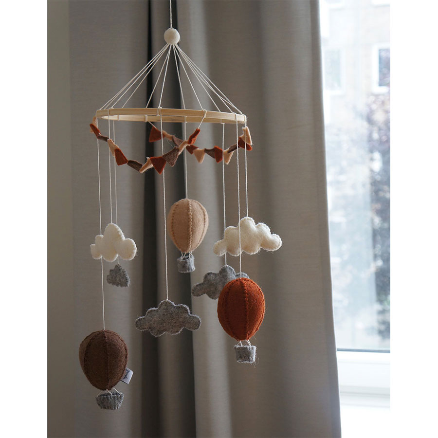 Gamcha - Mobile "Heißluftballons, beige / braun"