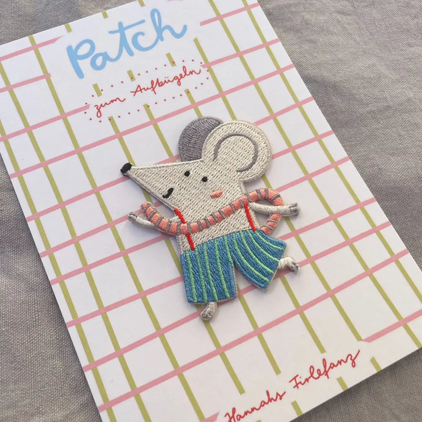 Hannahs Firlefanz – Bügelpatch „Maus“ zum Aufbügeln, Aufnäher