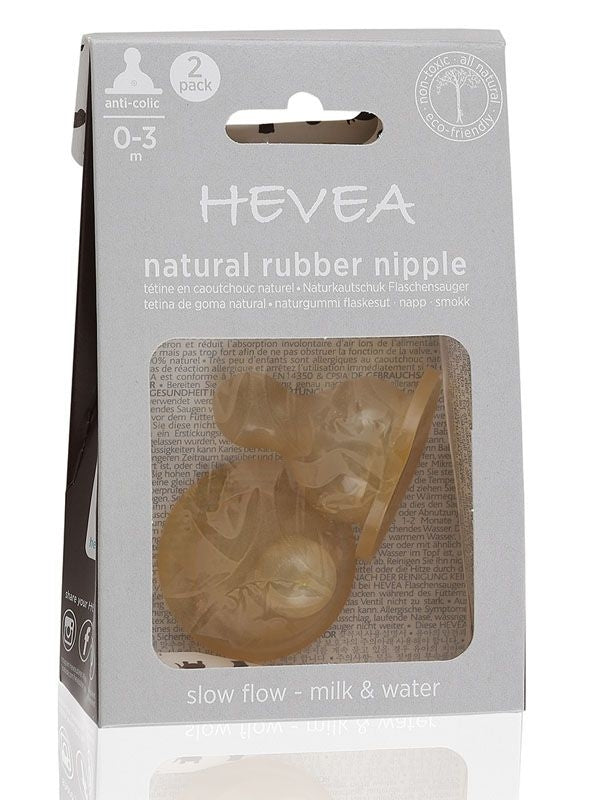 HEVEA - Trinksauger für Babyflasche, 2er Pack aus 100% Naturkautschuk