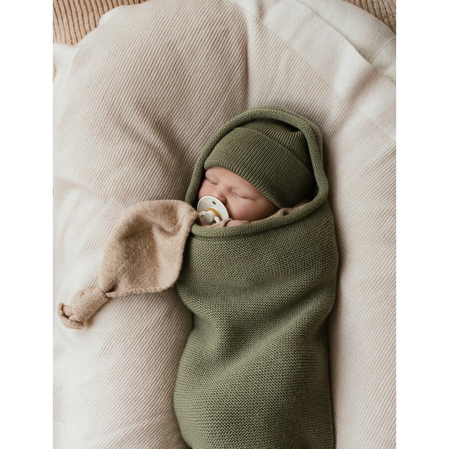 Hvid - Strickdecke "Gust Sand" aus 100% italienischer Merinowolle