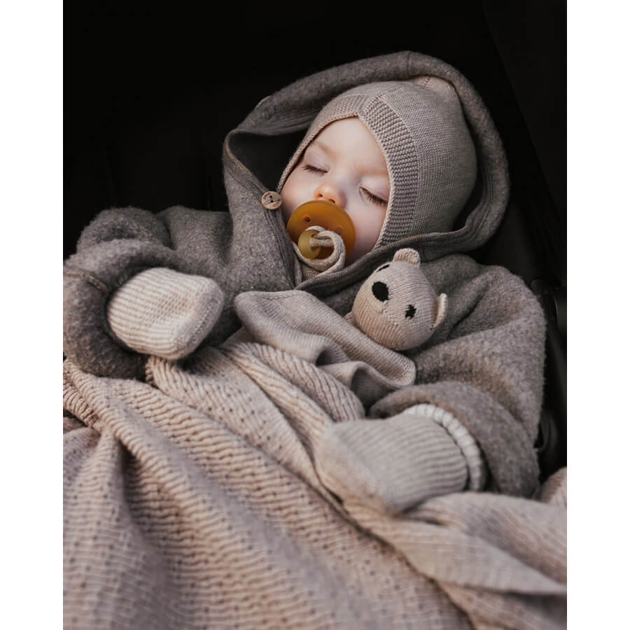 Hvid - Schmusetuch "Teddy Tokki Sand" aus 100% weicher Merinowolle