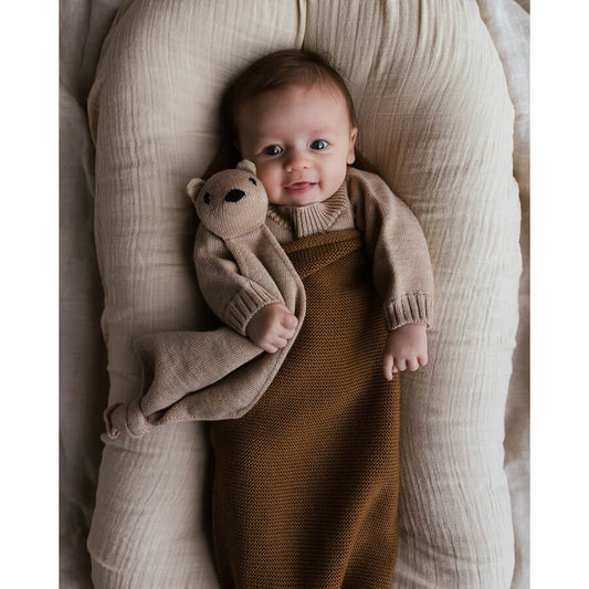 Hvid - Schmusetuch "Teddy Tokki Sand" aus 100% weicher Merinowolle