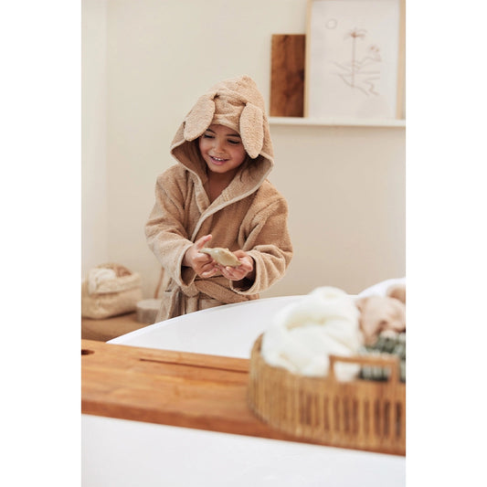 Jollein - Frottee-Bademantel "Hase" aus 100% Baumwolle, Braun