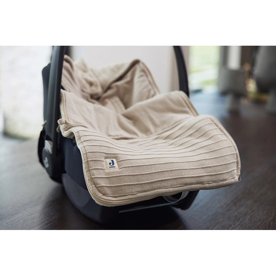 Jollein - Baby Fußsack Pure Knit Beige, aus 100% Bio-Baumwolle