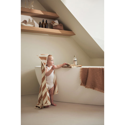 Jollein – Kapuzenhandtuch Stripe, aus Bio-Baumwolle gestreift 75x75 cm