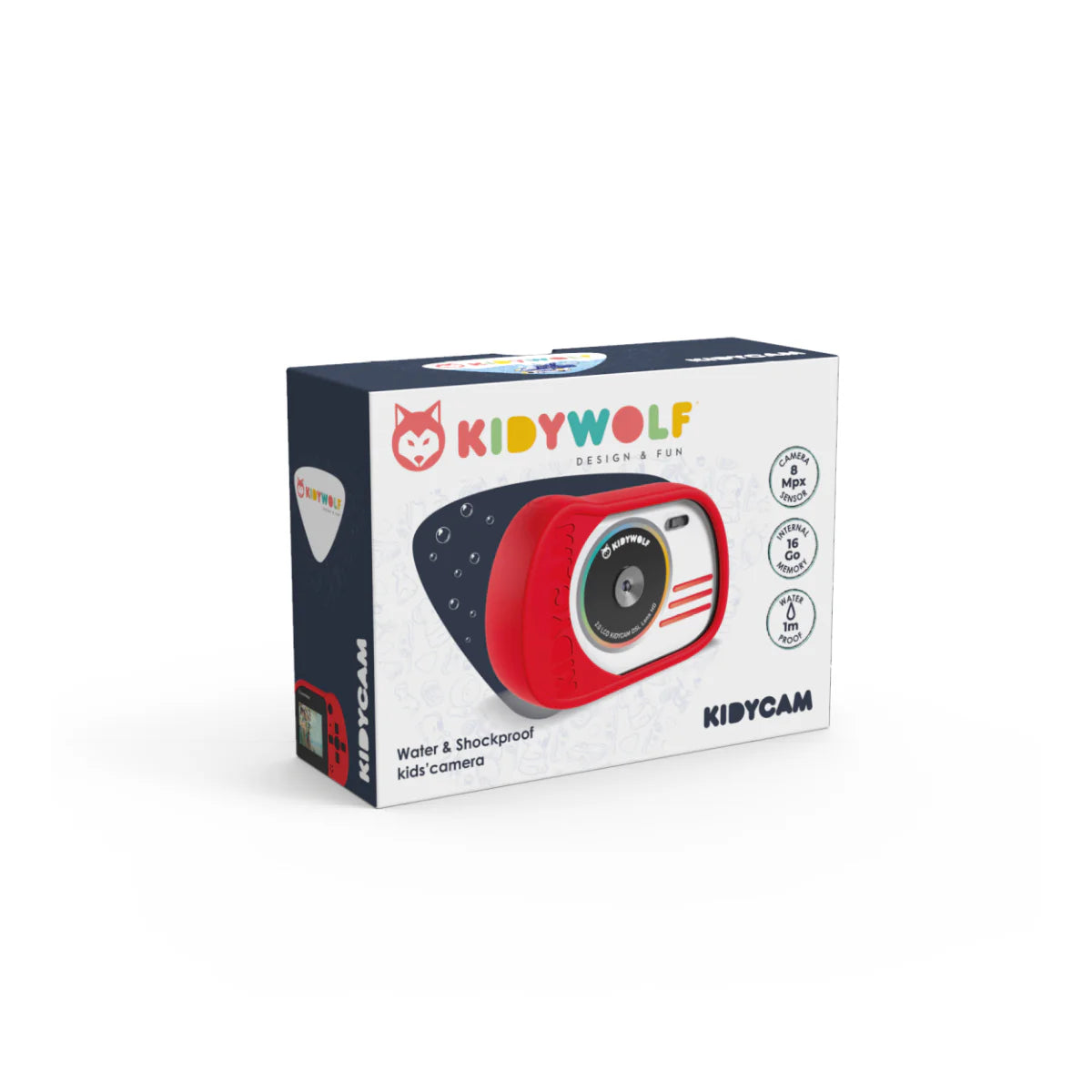 KIDYWOLF Kidycam – Wasserdichte Kinderkamera rot, 8 MP, Video 1080p
