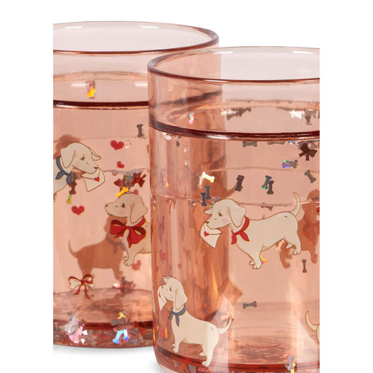 Konges Slojd - Glitzerbecher "Woof Letter Rose", 2er Set
