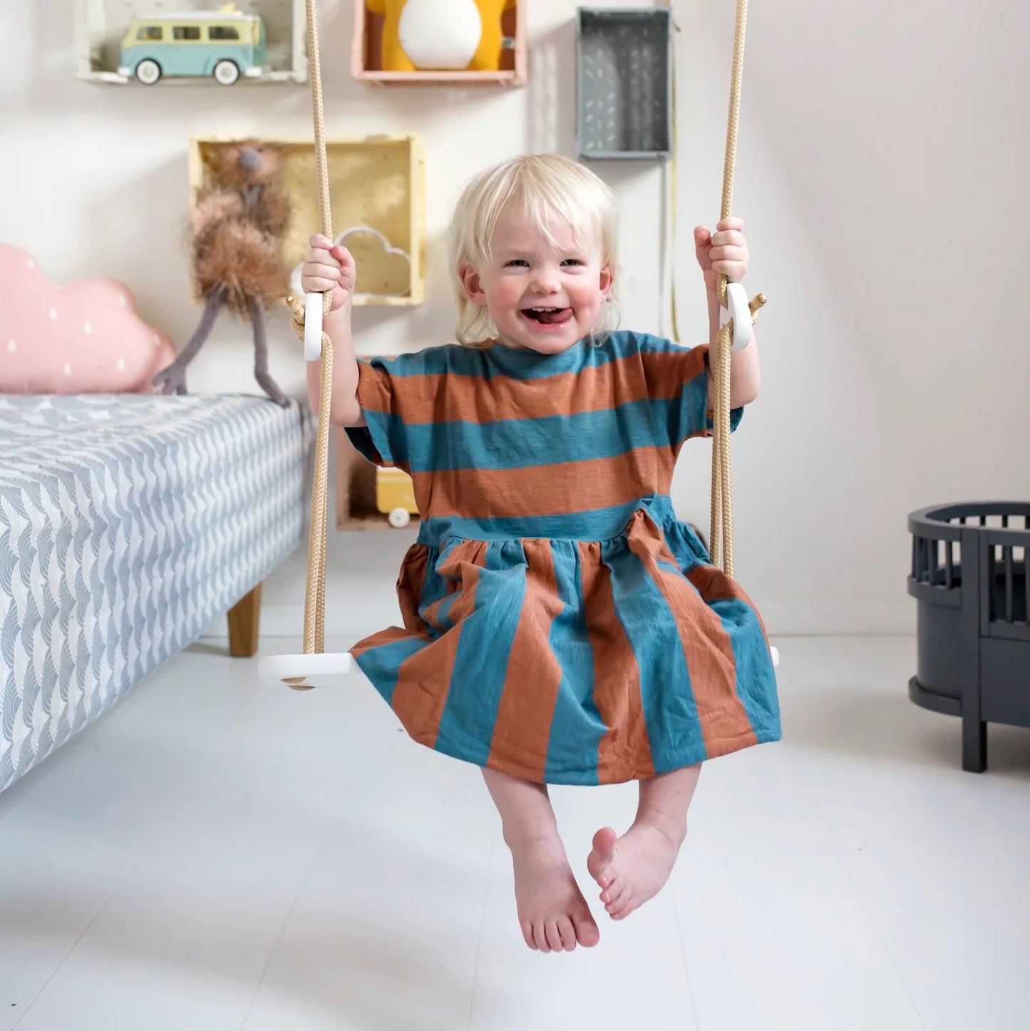 Lillagunga – Kinderschaukel „Classic Birch Grey" weiß, Holzschaukel