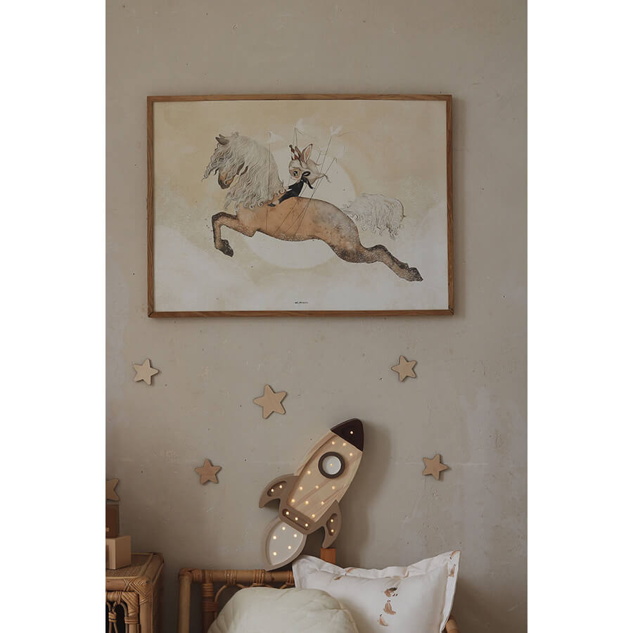 Little Lights - Kinderlampe "Space Rocket Lamp - Cappuccino Wood"