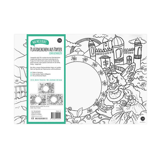 Mal Mich Bunt - 12 Platzsets Mix - Prinzessin, Bauernhof & Weltall