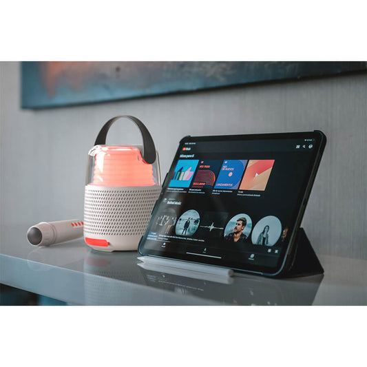 MOB – Karaoke Lautsprecher KS-80 Grey mit Mikrofon, Bluetooth & Licht