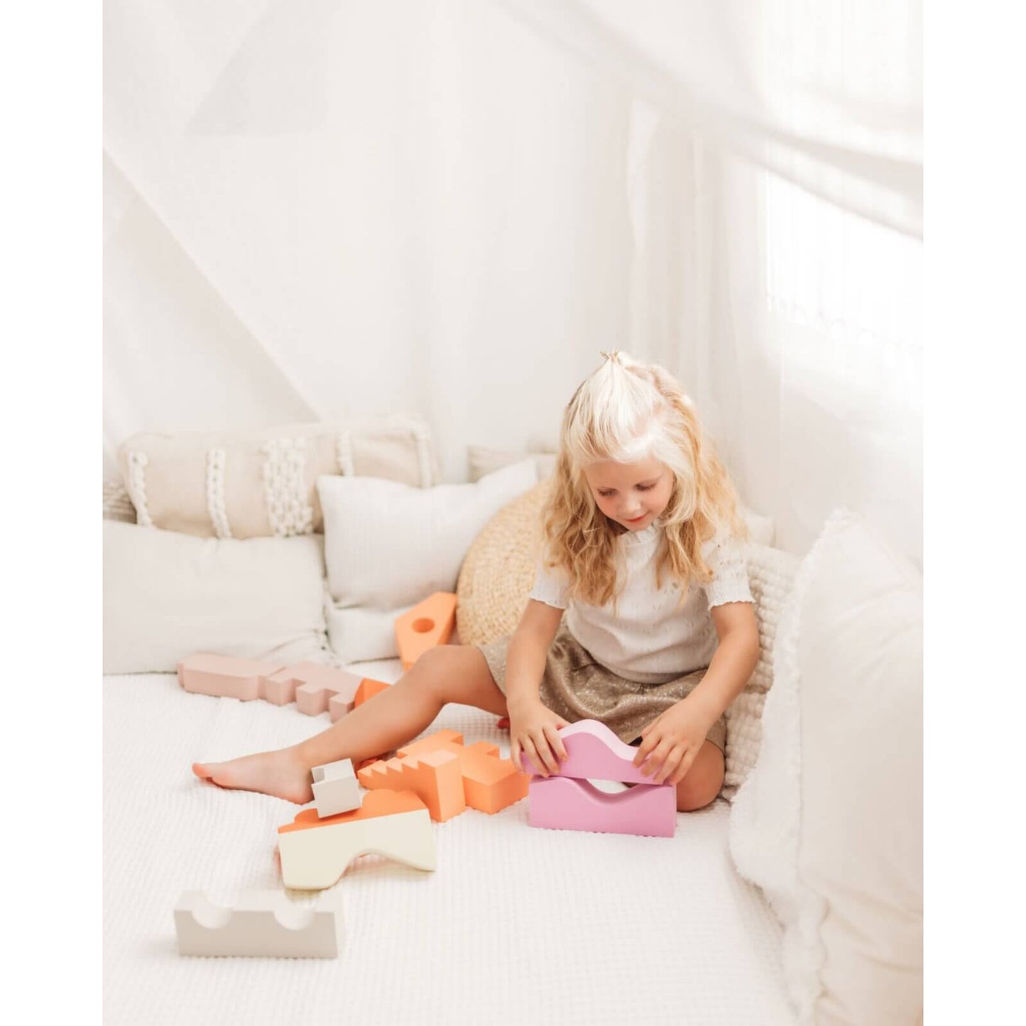 Moes - Spielsteine Puzzle Blocks "Earth" Peach 11-tlg.