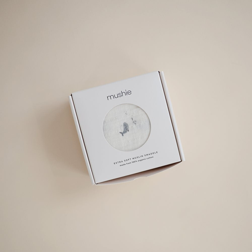 Mushie - Mulltuch "Swaddle Muslin Whales"