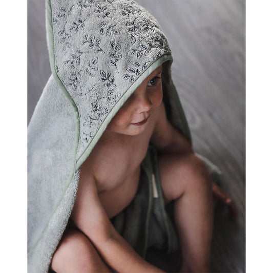 BABY BADETUCH MIT KAPUTZE GREEN