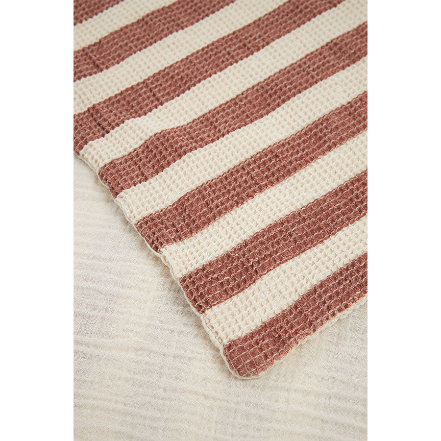 Nobodinoz – Badeponcho "Portofino Red Stripes" aus 100% Bio-Baumwolle