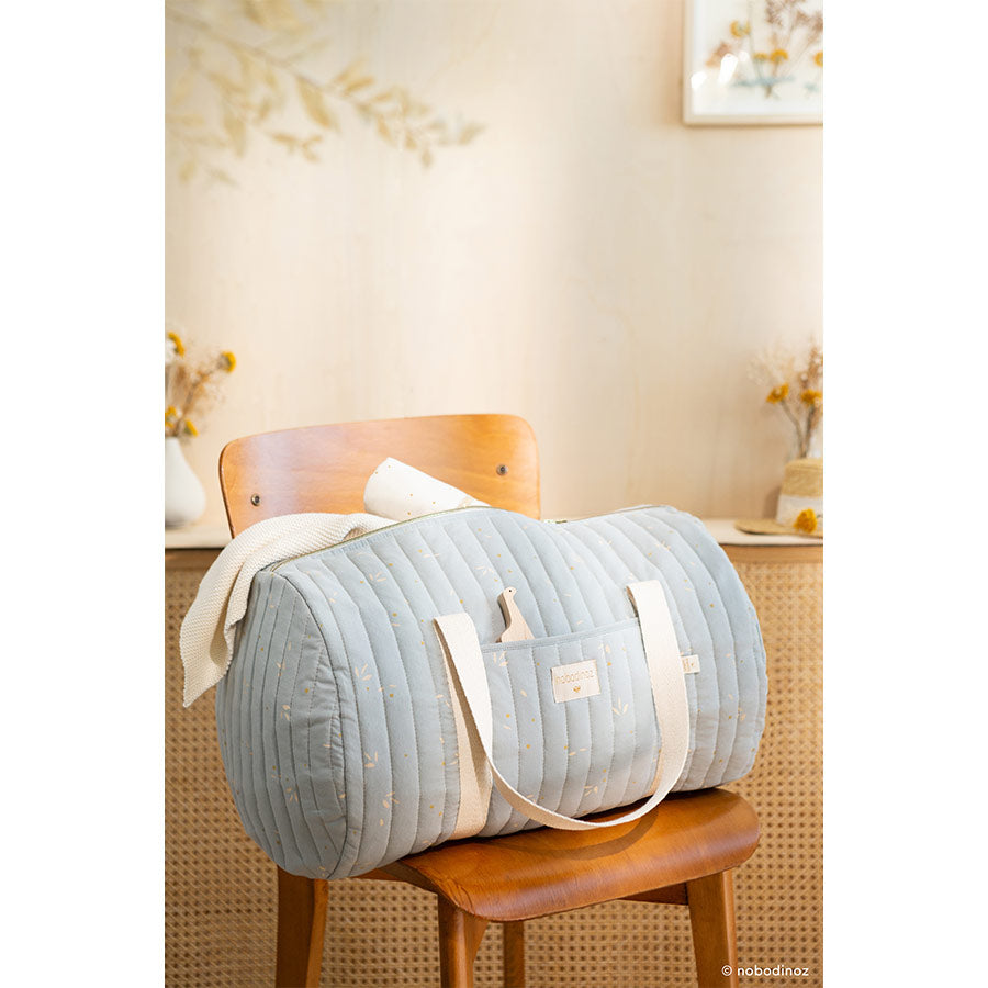 Nobodinoz – Weekend-Tasche "New York Willow Soft Blue", Bio-Baumwolle