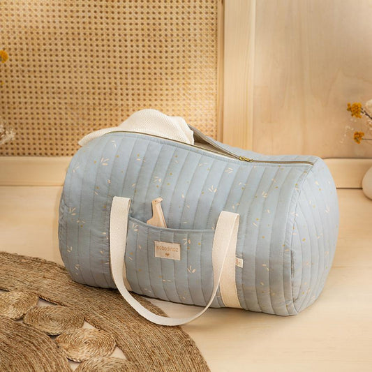 Nobodinoz – Weekend-Tasche "New York Willow Soft Blue", Bio-Baumwolle