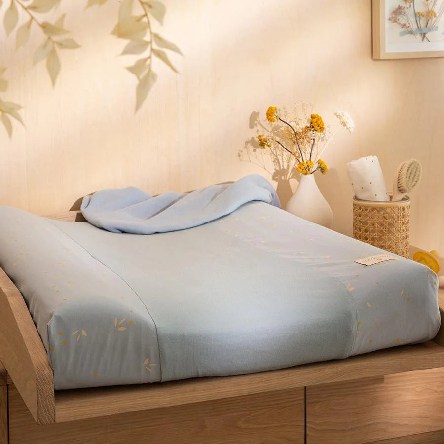 Nobodinoz – Set Wickelauflage + Wickelauflagenbezug „Willow Soft Blue“