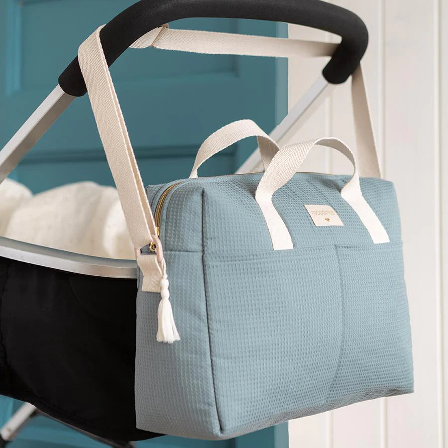 Nobodinoz – Wickeltasche "Gala Stone Blue" aus 100% Bio-Baumwolle