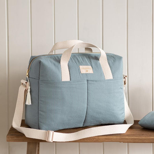 Nobodinoz – Wickeltasche "Gala Stone Blue" aus 100% Bio-Baumwolle