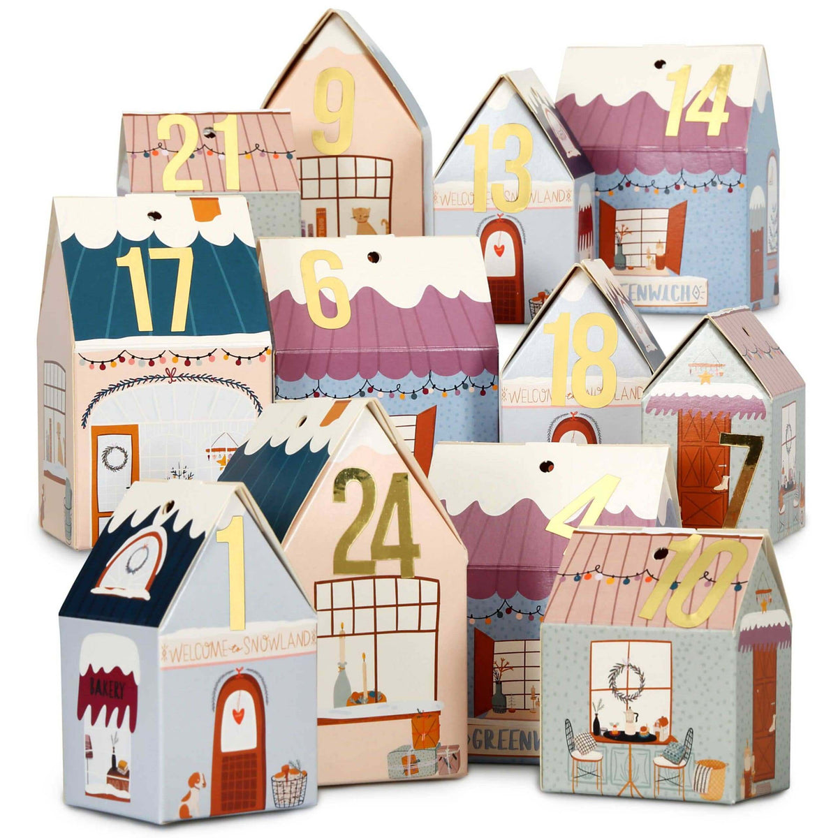 Papierdrachen – Adventskalender Weihnachtsdorf Bunt