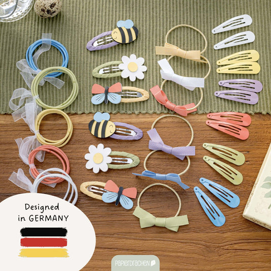 Papierdrachen - Haarschmuck-Set - Frühling