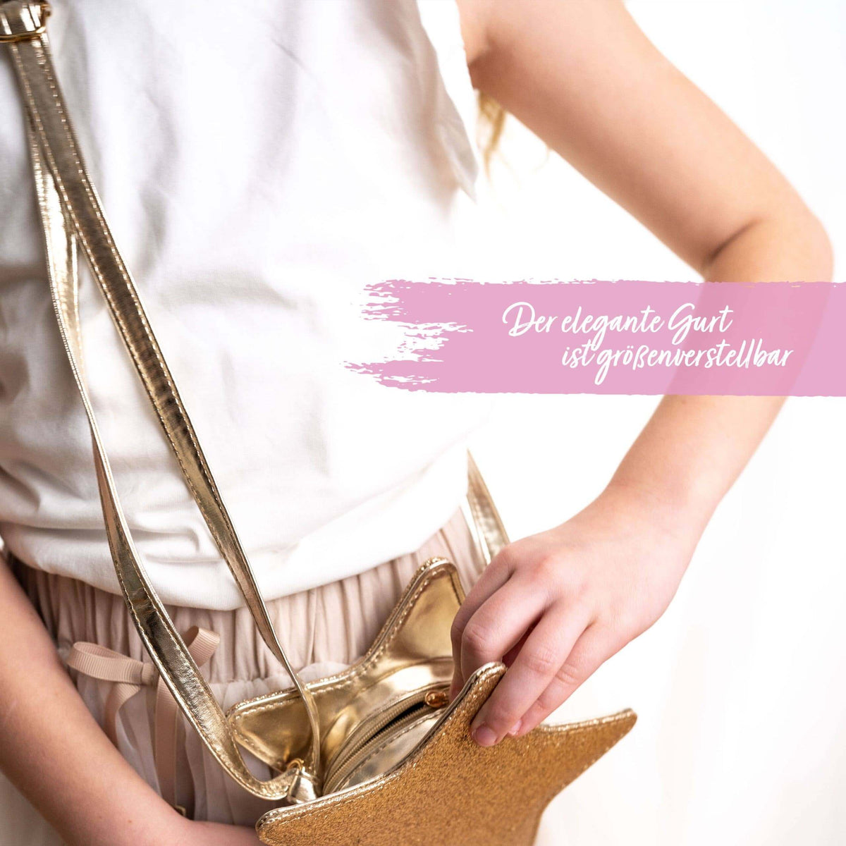 Papierdrachen - Kinderhandtasche - Stern Gold glitter