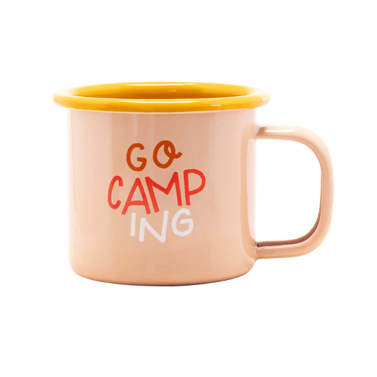 Roadtyping – Emaille Becher / Tasse "Go Camping", hitzebeständig
