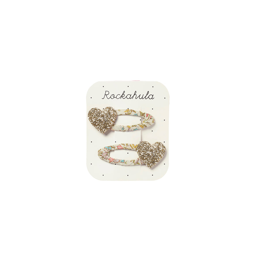 HAARSPANGEN PETAL GLITTER HEART, 2er Set