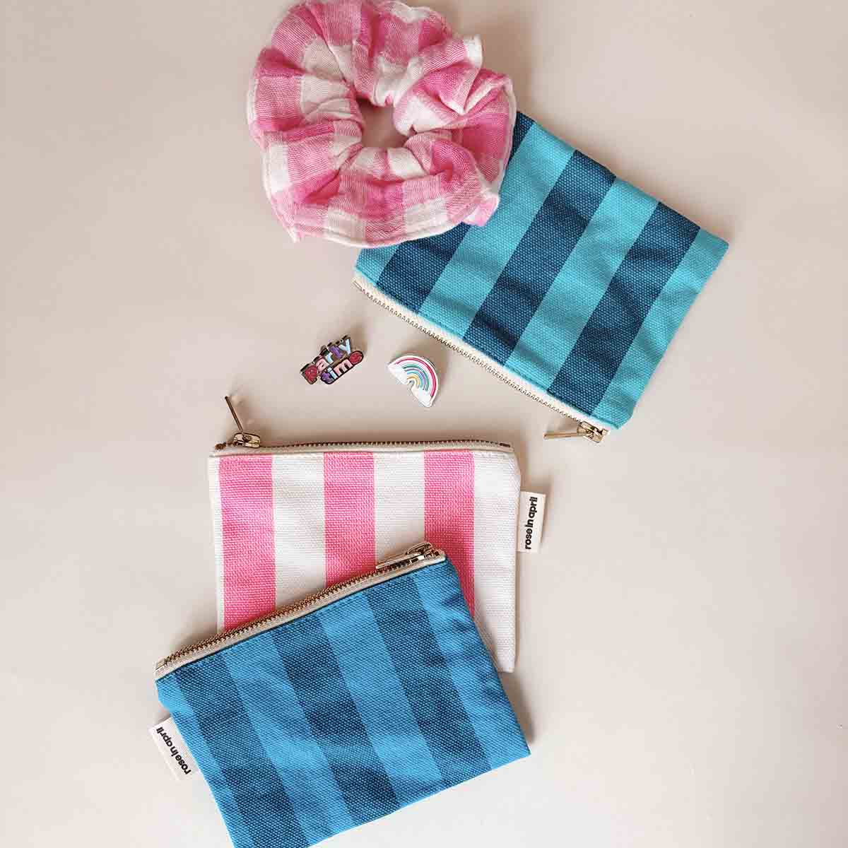 Rose in April - Haargummi "Scrunchie Gingham Neon Pink"