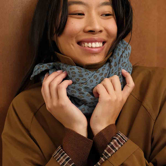 Rose in April - Mulltuch "Leopard Blue", 70 x 70 cm und 100 x 100 cm