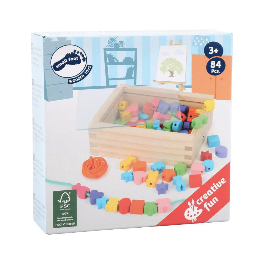 Small Foot - Fädelkreativ - Holzbox mit Fädelperlen
