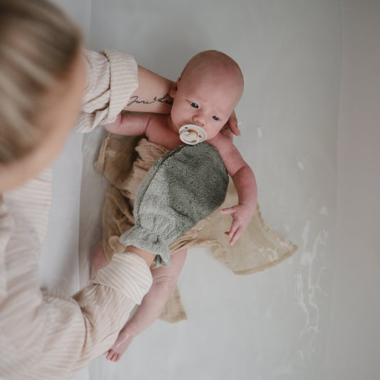 Mushie - Waschhandschuhe / Waschlappen "Moss", 2er Set