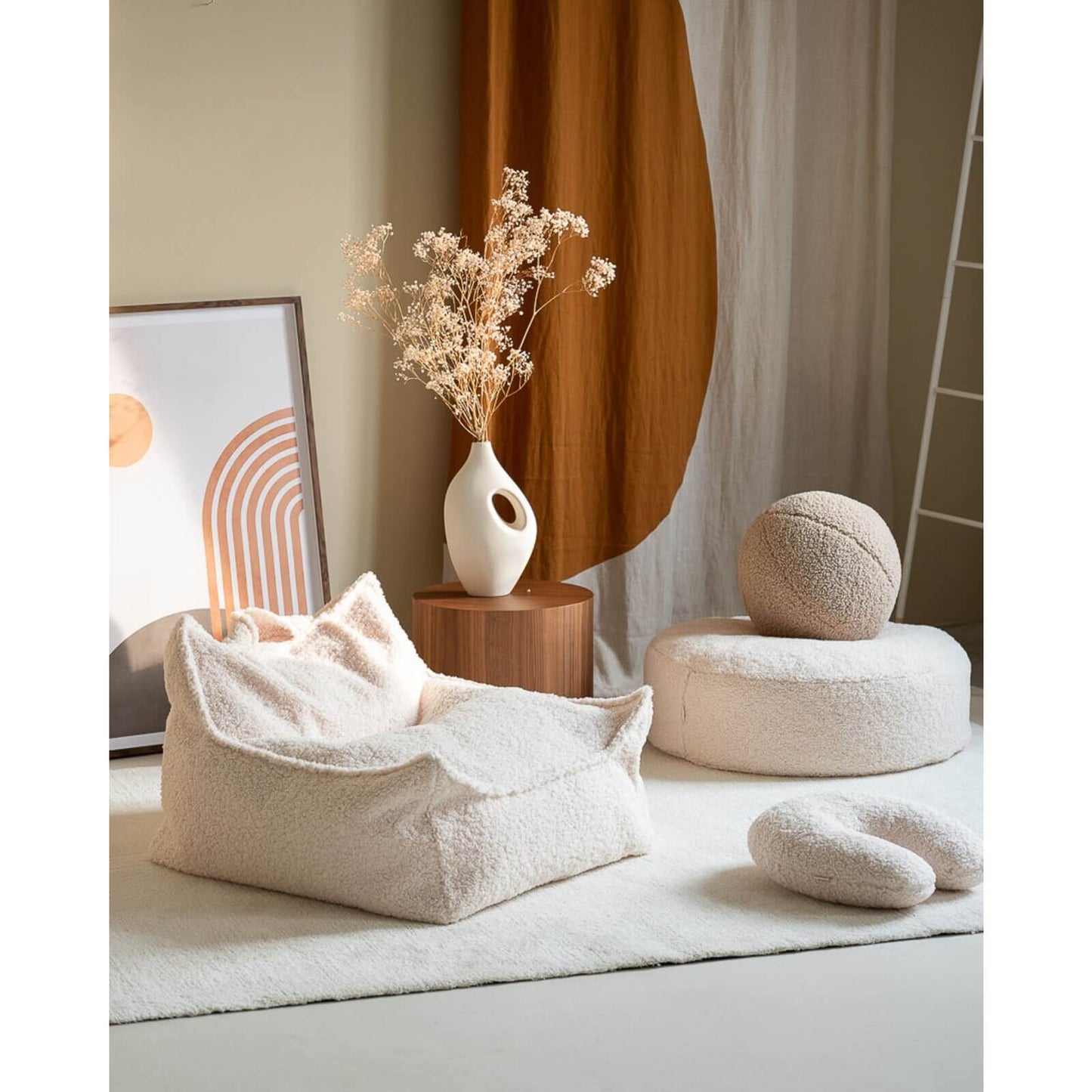 Wigiwama – Kinder Sessel/Sitzsack Teddy Creme 80cm