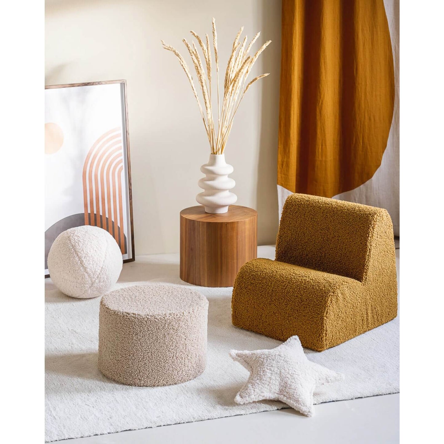 Wigiwama – Schaumstoff-Sitzpuff Teddy Beige 39,5cm