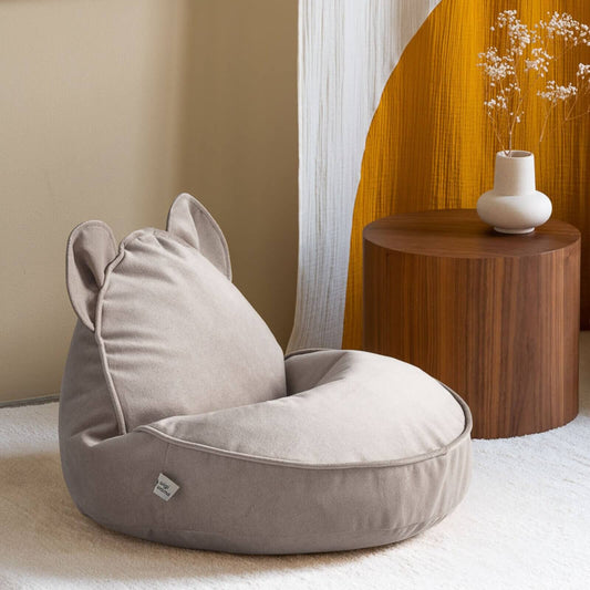 Wigiwama – Kinder Sitzsack "Bär" Samt Beige