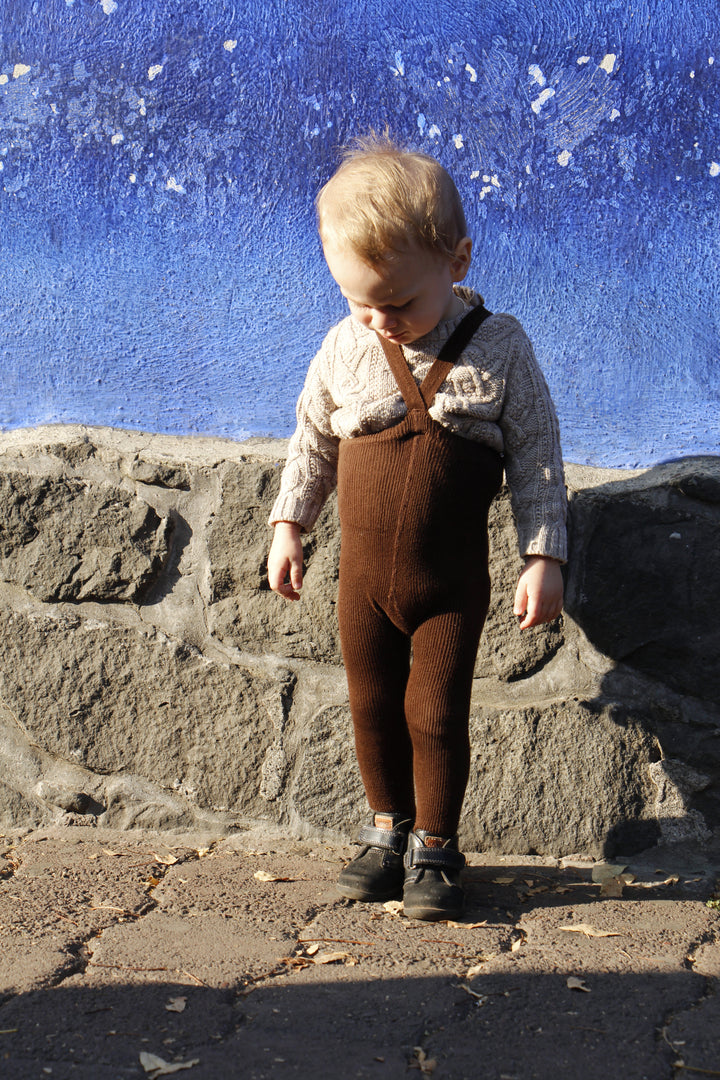 STRUMPFHOSE MIT TRÄGERN MIT FUSS CHOCOLATE BROWN