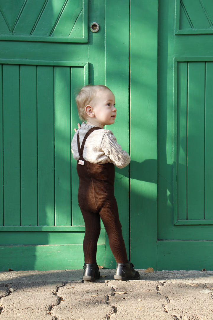 STRUMPFHOSE MIT TRÄGERN MIT FUSS CHOCOLATE BROWN